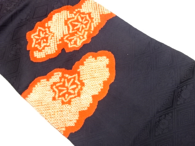 JAPANESE KIMONO / SHIBORI KUMOCHIRI MAPLE PATTERN NAGOYA OBI